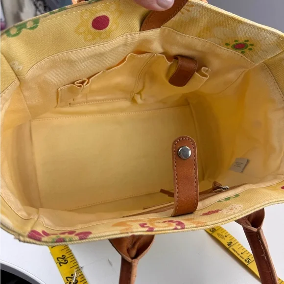 J.Jill Floral Canvas Bucket Tote Bag with Tan Handles - Picture 11 of 16